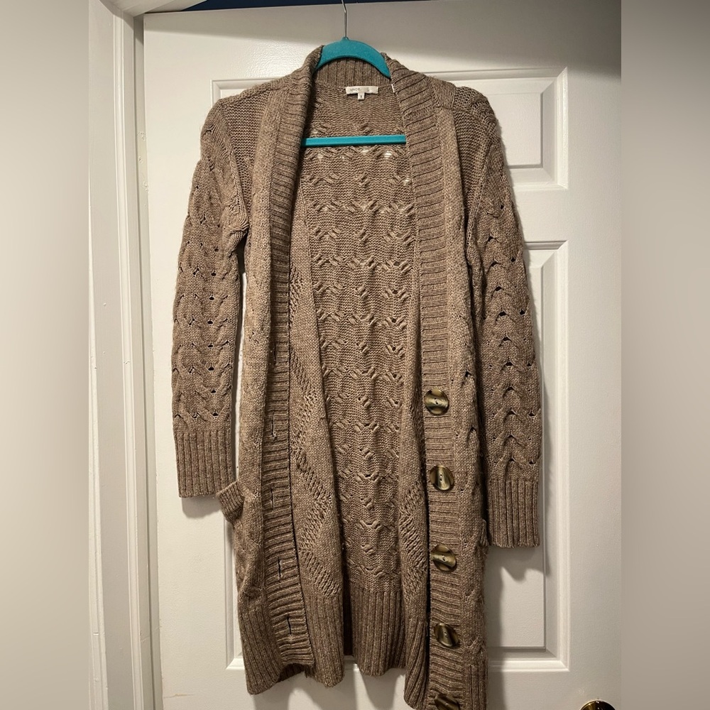 Vince Taupe Cable Knit Cardigan